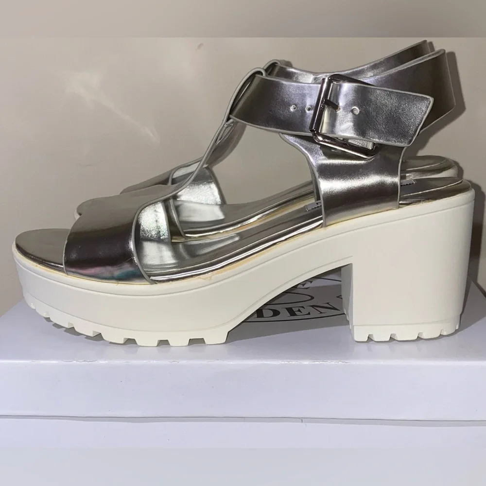 Steve Madden sandals silver Chunky Platform Steve Madden heels shoes Steffano